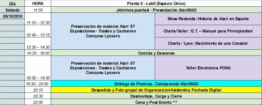 Horario y Actividades de AtariMAD